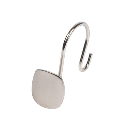 Kenney Mfg Abstract Rust-Resistant Metal Double Decorative Shower Curtain Hooks, Set of 12, Brushed Nickel KN62103